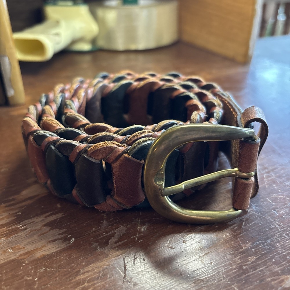 Vintage County Seat Braided Leather Belt Unisex Size Med 37" Long